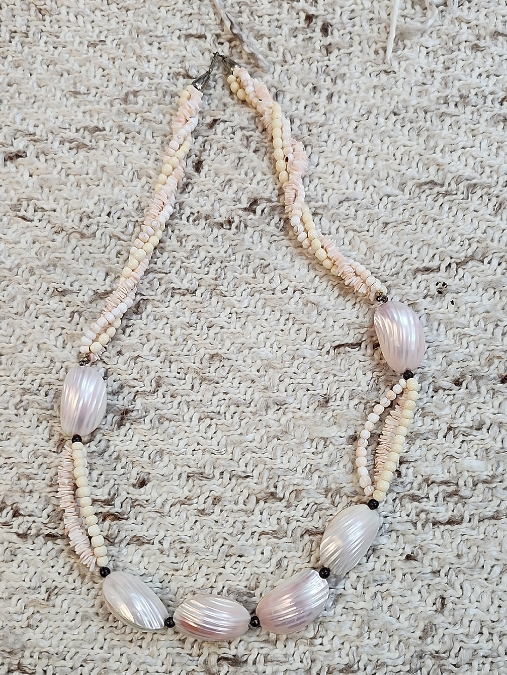 Bohemian Multi-Strand Seashell and Iridescent Seed Bead Statement Necklace